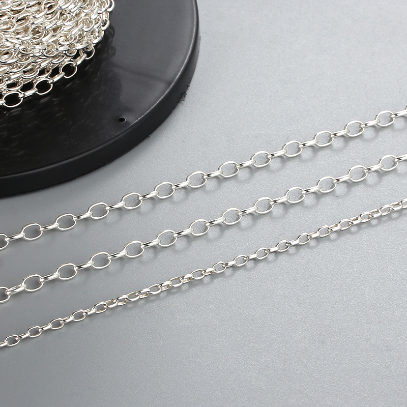 925 Sterling Silver Oval Rolo Chain