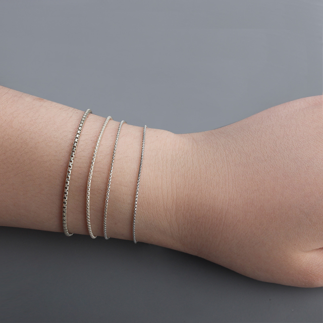 925 Sterling Silver 4 Sides Cut Box Chain