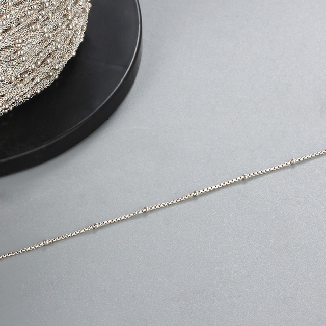 925 Sterling Silver Box Chain with Bead