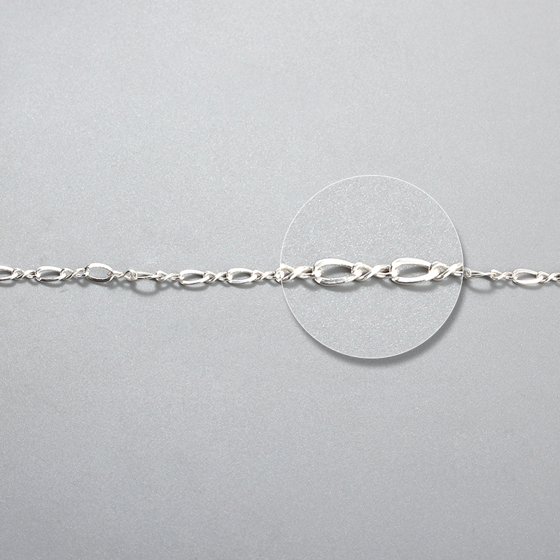 925 Sterling Silver 1+1 Curb+Infinity Chain