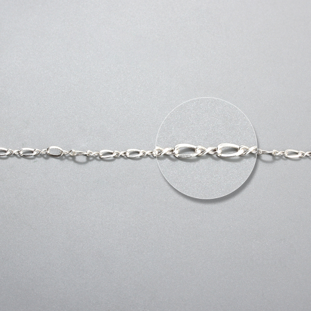 925 Sterling Silver 1+1 Curb+Infinity Chain