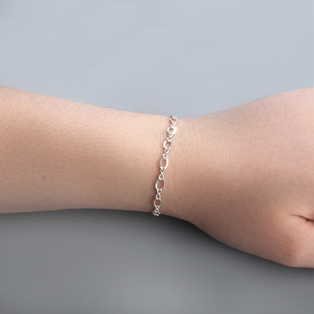 925 Sterling Silver 1+1 Curb+Infinity Chain