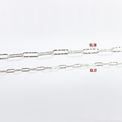 925 Sterling Silver Hammered Surface Long Link Paperclip Chain