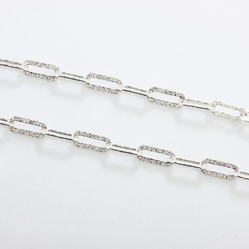 925 Sterling Silver Brushed Link Paperclip Chain