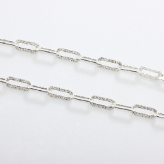 925 Sterling Silver Brushed Link Paperclip Chain