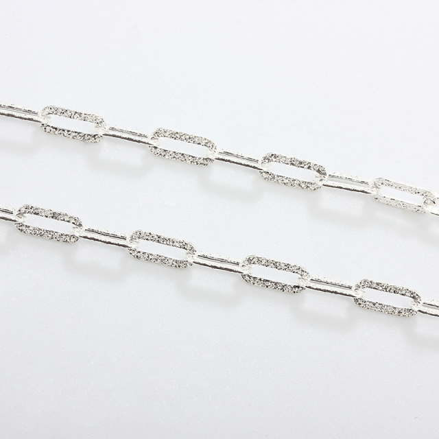 925 Sterling Silver Brushed Link Paperclip Chain