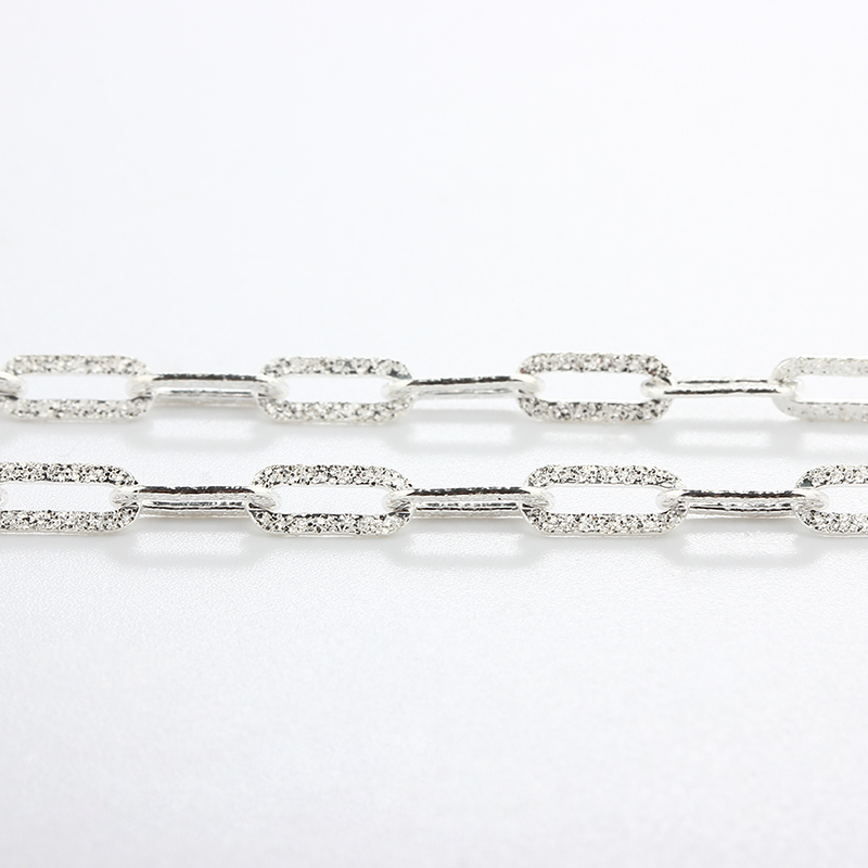 925 Sterling Silver Brushed Link Paperclip Chain