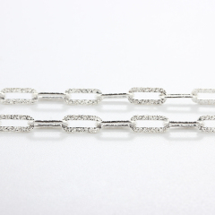 925 Sterling Silver Brushed Link Paperclip Chain