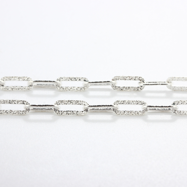 925 Sterling Silver Brushed Link Paperclip Chain