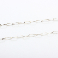 925 Sterling Silver Shiny Flat Link Paperclip Chain