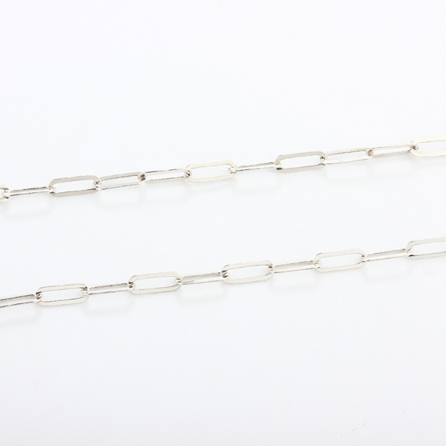 925 Sterling Silver Shiny Flat Link Paperclip Chain