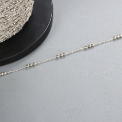 925 Sterling Silver Cable Chain with Triple Bead 2.5mm