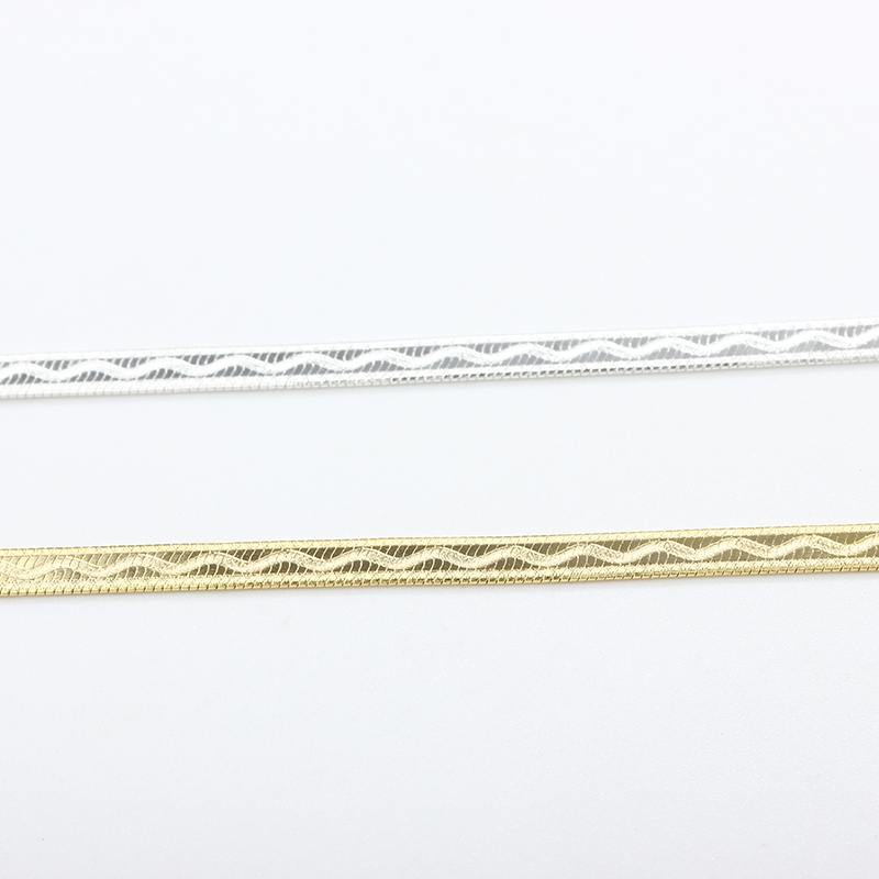 925 Sterling Silver Diamond Cut Herringbone Link Chain