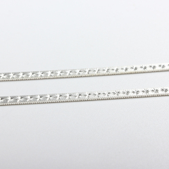 925 Sterling Silver Star-Etched Flat Herringbone Chain