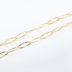 925 Sterling Silver Large Oval Link Chain with Diamond-Cut Texture