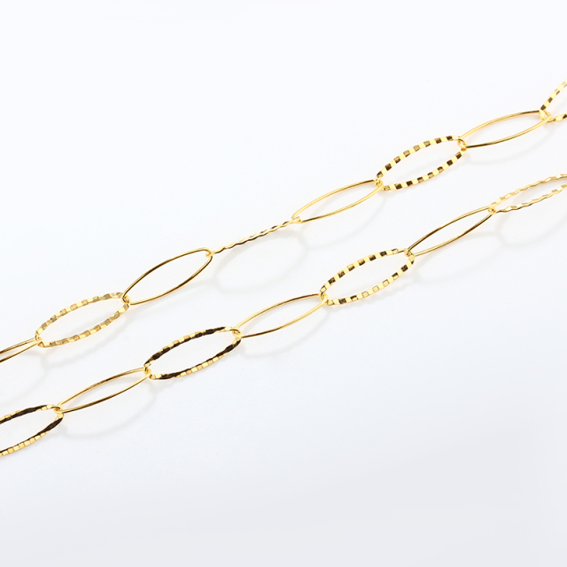 925 Sterling Silver Large Oval Link Chain with Diamond-Cut Texture