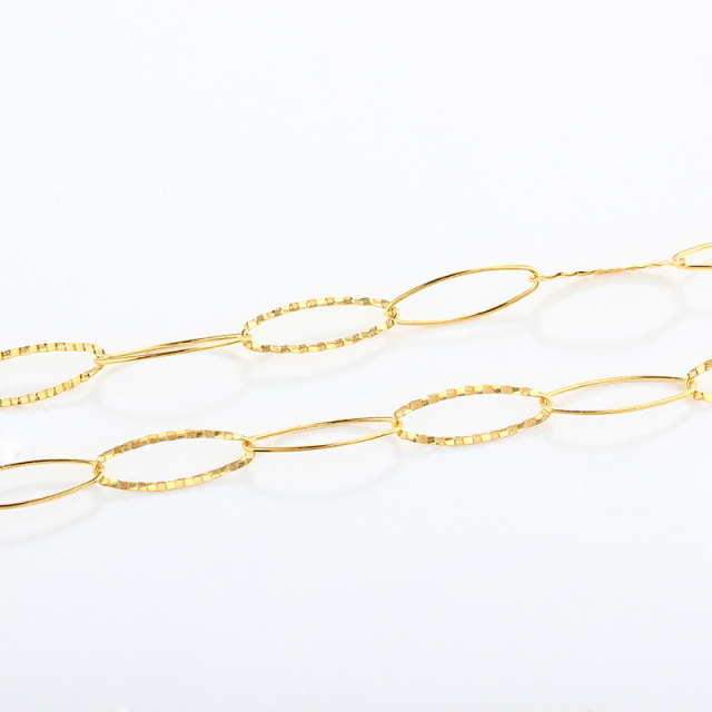 925 Sterling Silver Large Oval Link Chain with Diamond-Cut Texture