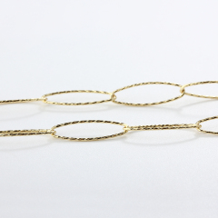 925 Sterling Silver Fancy Diamond Cut Oval Ring Link Chain