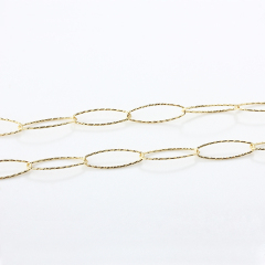925 Sterling Silver Fancy Diamond Cut Oval Ring Link Chain