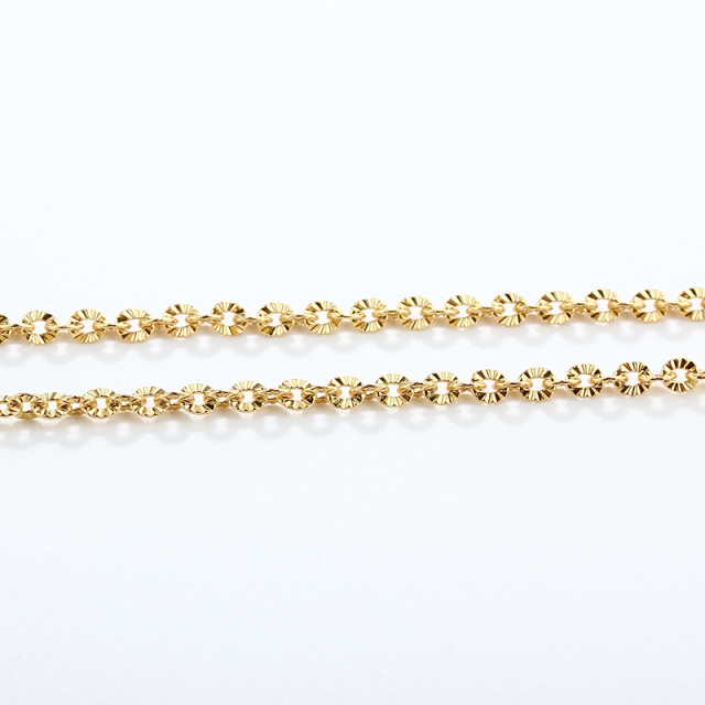 925 Sterling Silver Engraved Sunburst Fancy Link Chain