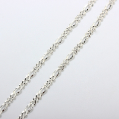 925 Sterling Silver Hammered 3+1 Figaro Chain