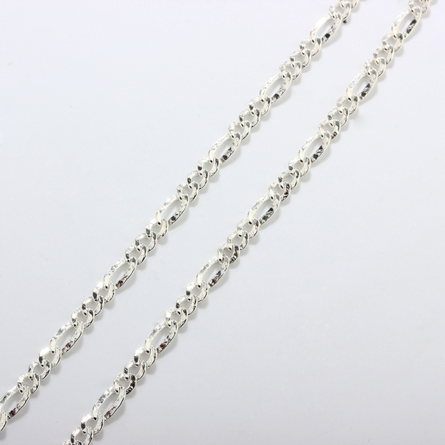 925 Sterling Silver Hammered 3+1 Figaro Chain