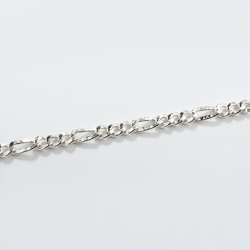 925 Sterling Silver Hammered 3+1 Figaro Chain