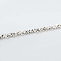 925 Sterling Silver Hammered 3+1 Figaro Chain