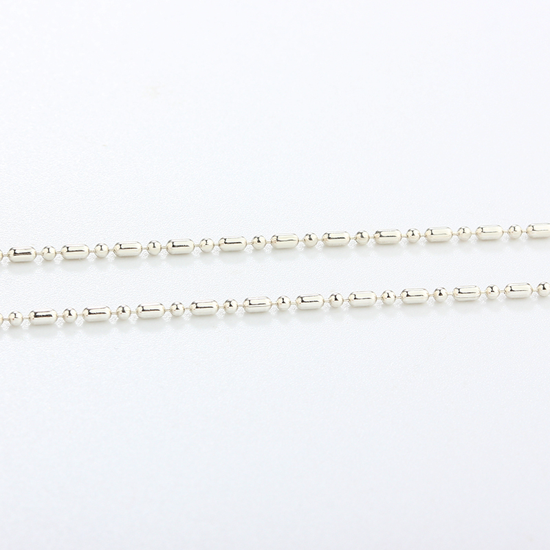 925 Sterling Silver Round And Long Bead Chain