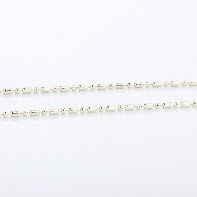 925 Sterling Silver Round And Long Bead Chain
