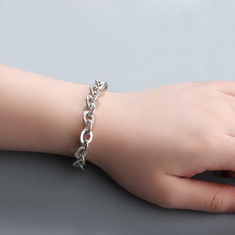 925 sterling silver hollow hammer rolo chain