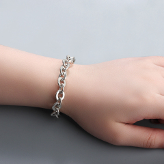 925 sterling silver hollow hammer rolo chain