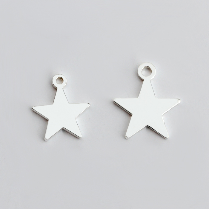 925 Sterling Silver Flat Star Charms for Jewelry Making