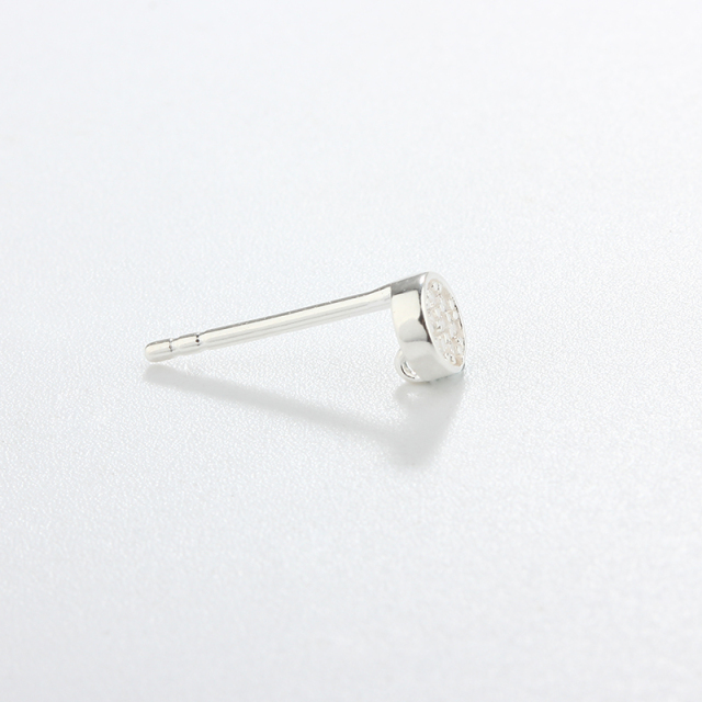 925 Sterling Silver Mini Round CZ Earring Finding Studs