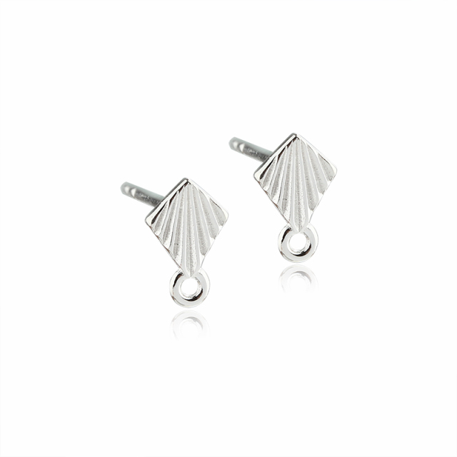 925 Sterling Silver Polygon Earring Finding Studs