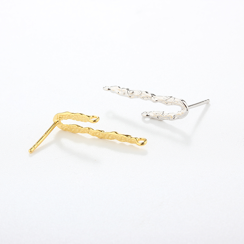 925 Sterling Silver Hammered  Earring Finding