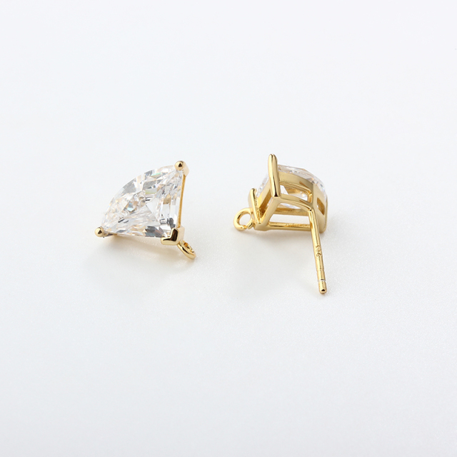 925 Sterling Silver Special Shaped CZ Earring Finding Studs