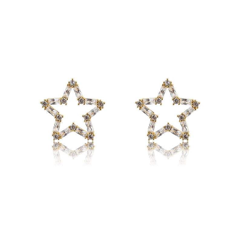 925 Sterling Silver Star Colourful CZ Earring Studs
