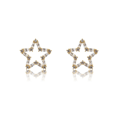 925 Sterling Silver Star Colourful CZ Earring Studs