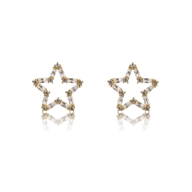 925 Sterling Silver Star Colourful CZ Earring Studs