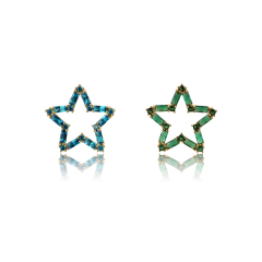 925 Sterling Silver Star Colourful CZ Earring Studs