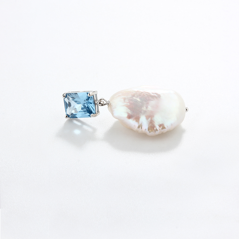 925 Sterling Silver Baroque & Rectangular CZ Earring Studs