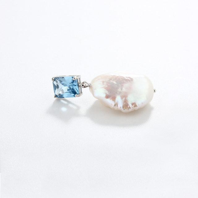 925 Sterling Silver Baroque & Rectangular CZ Earring Studs