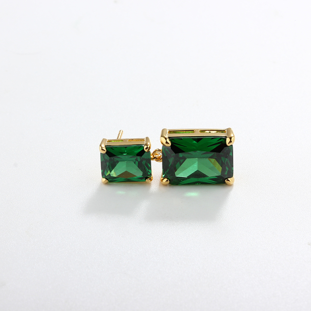 925 Sterling Silver Rectangular CZ Earring Studs
