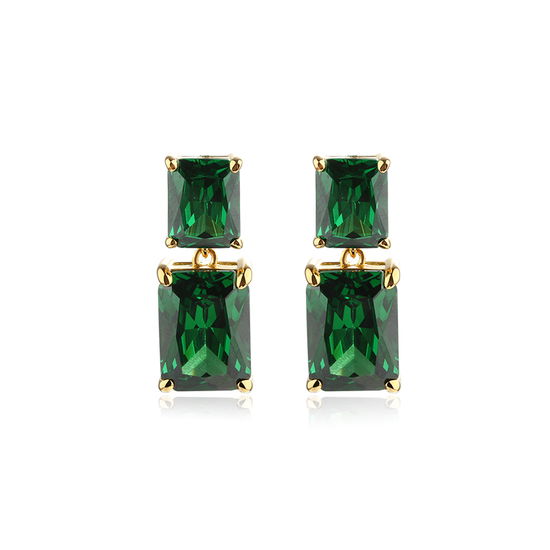 925 Sterling Silver Rectangular CZ Earring Studs
