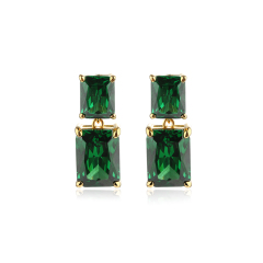 925 Sterling Silver Rectangular CZ Earring Studs