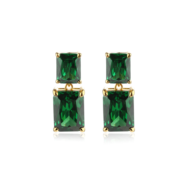 925 Sterling Silver Rectangular CZ Earring Studs