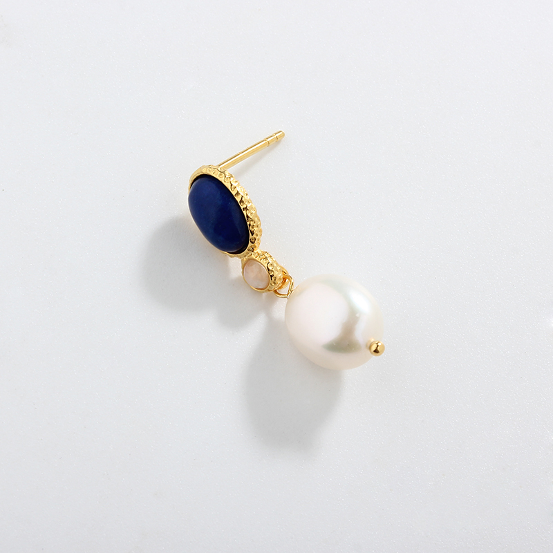 925 Sterling Silver Baroque & Gemstone Earring Studs