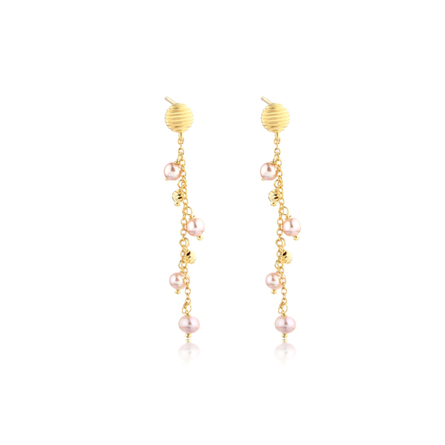 925 Sterling Silver Earring Studs With Rose Pink Pearls