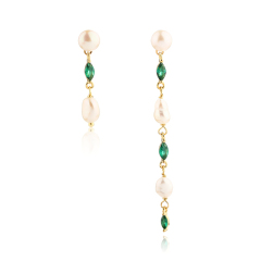 925 Sterling Silver CZ & Pearl Earrings Studs